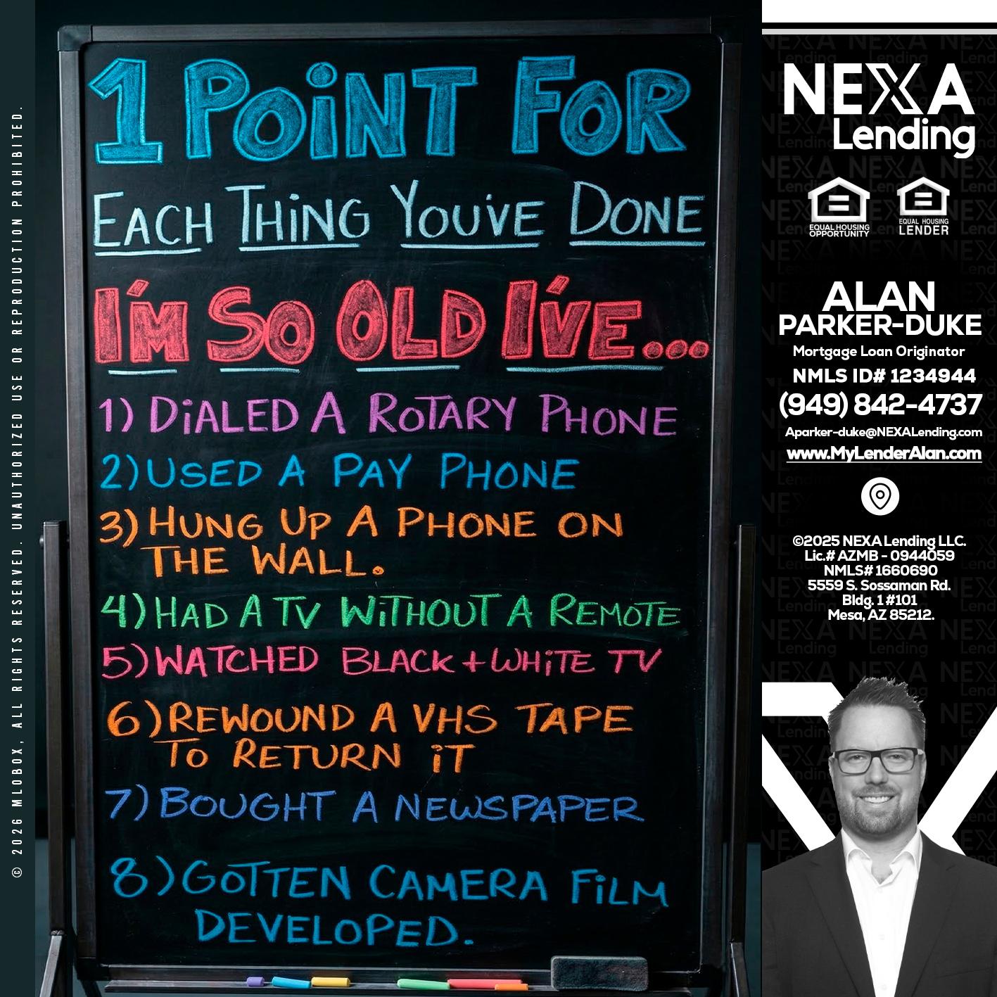1 point for - Alan Parker-Duke -Mortgage Broker
