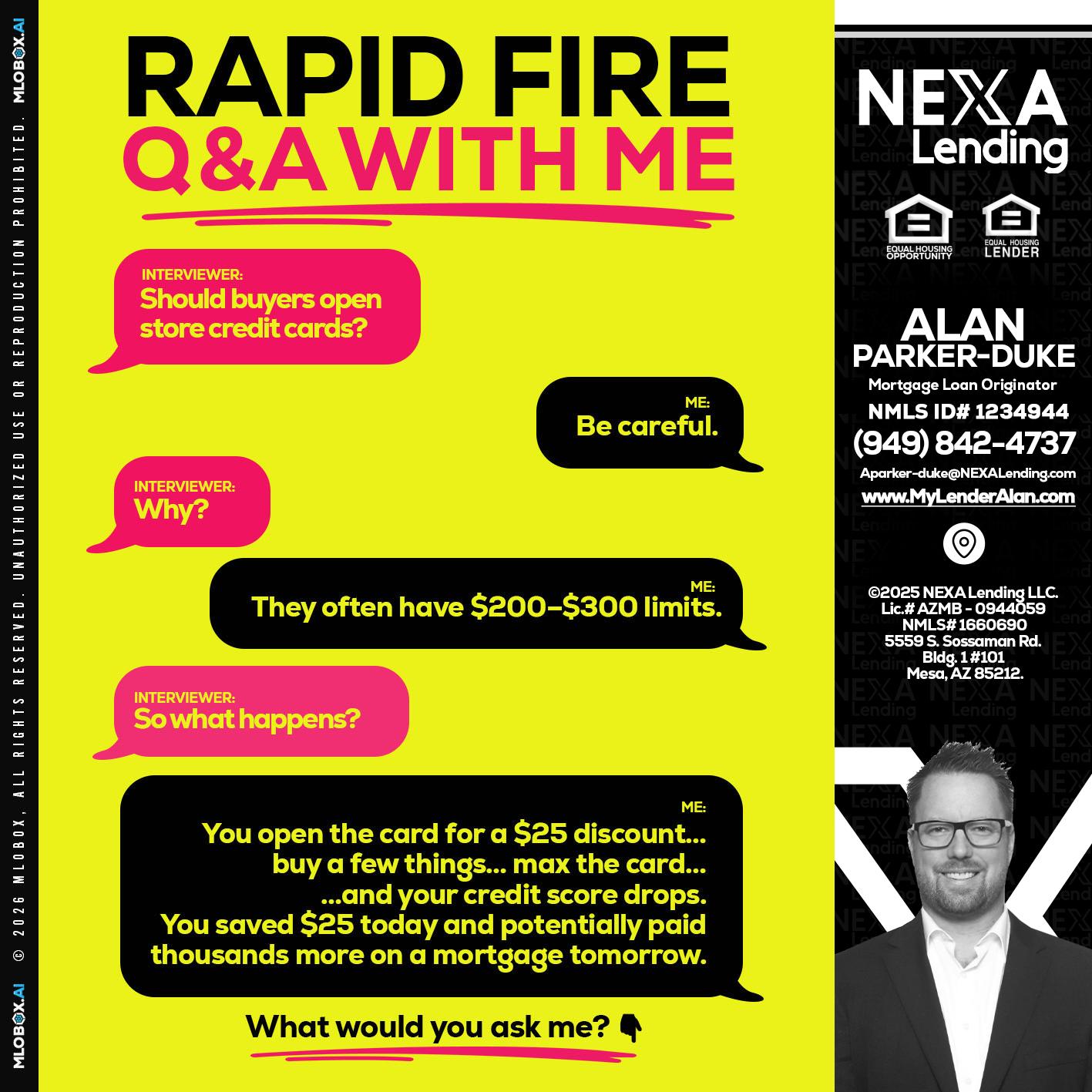 RAPID FIRE Q&A - Alan Parker-Duke -Mortgage Broker