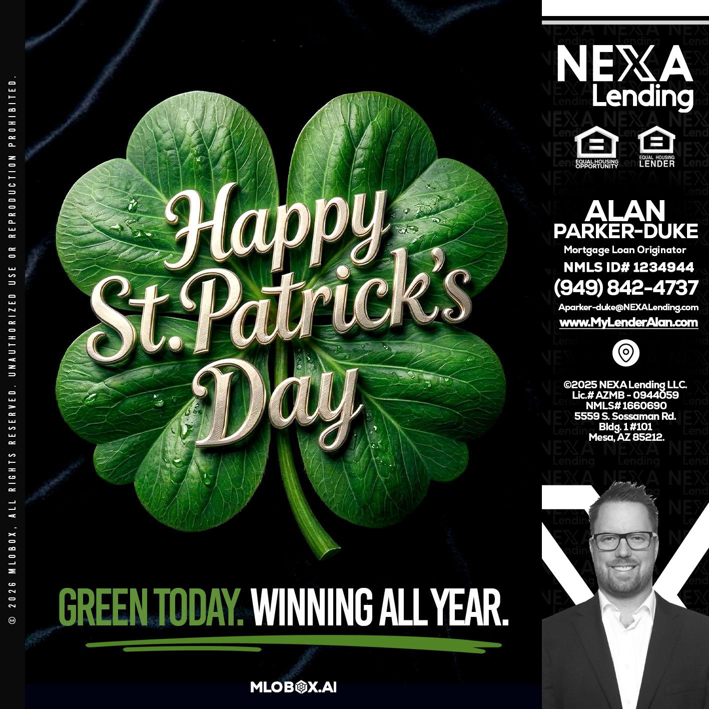 happy st. Patricks day - Alan Parker-Duke -Mortgage Broker