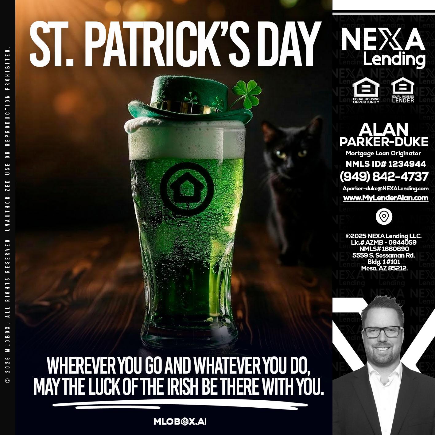 st. Patricks day - Alan Parker-Duke -Mortgage Broker