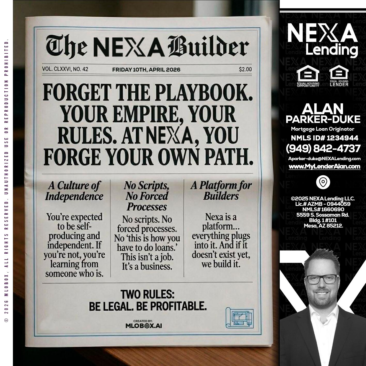 THE NEXA BUILDER - Alan Parker-Duke -Mortgage Broker