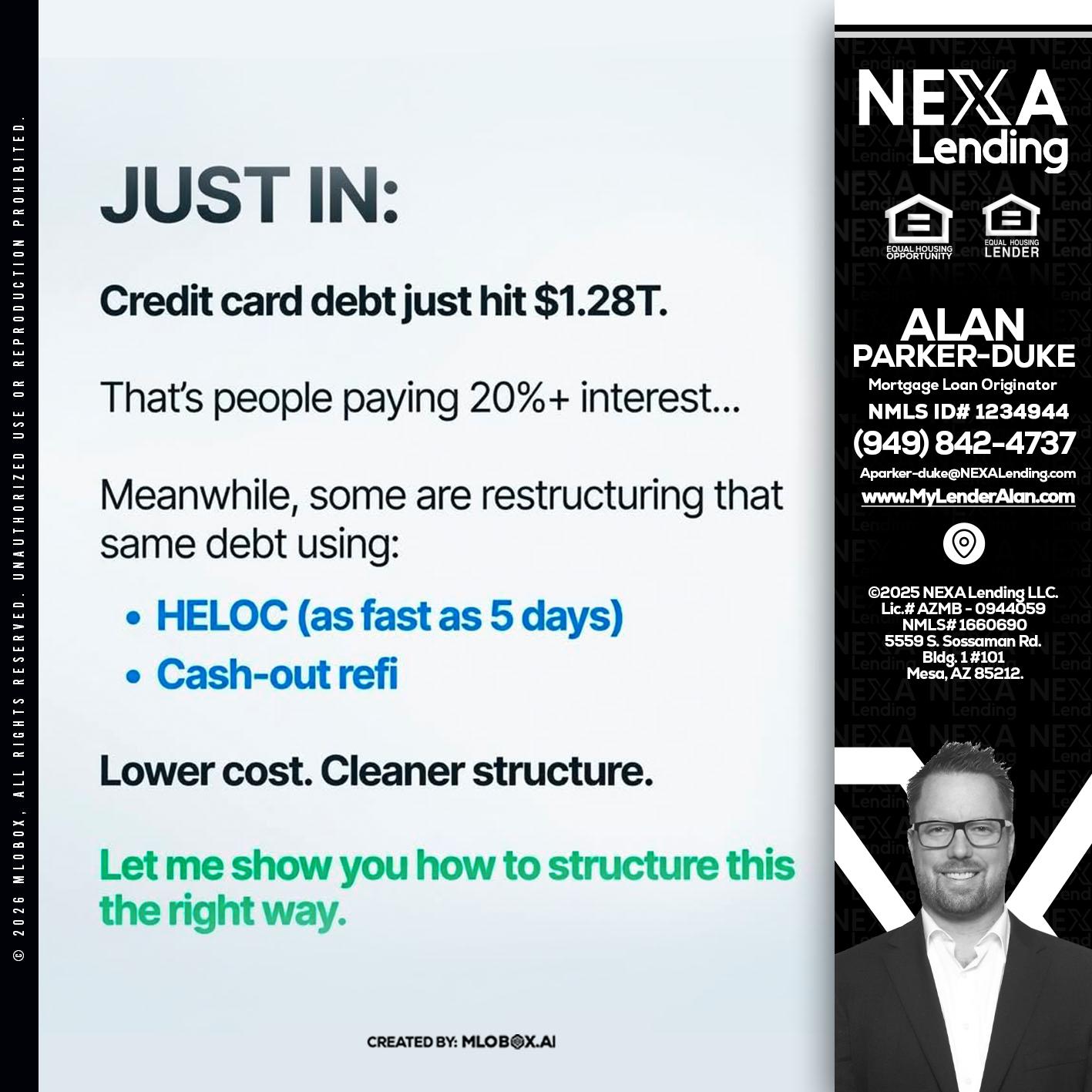 JUST IN - Alan Parker-Duke -Mortgage Broker