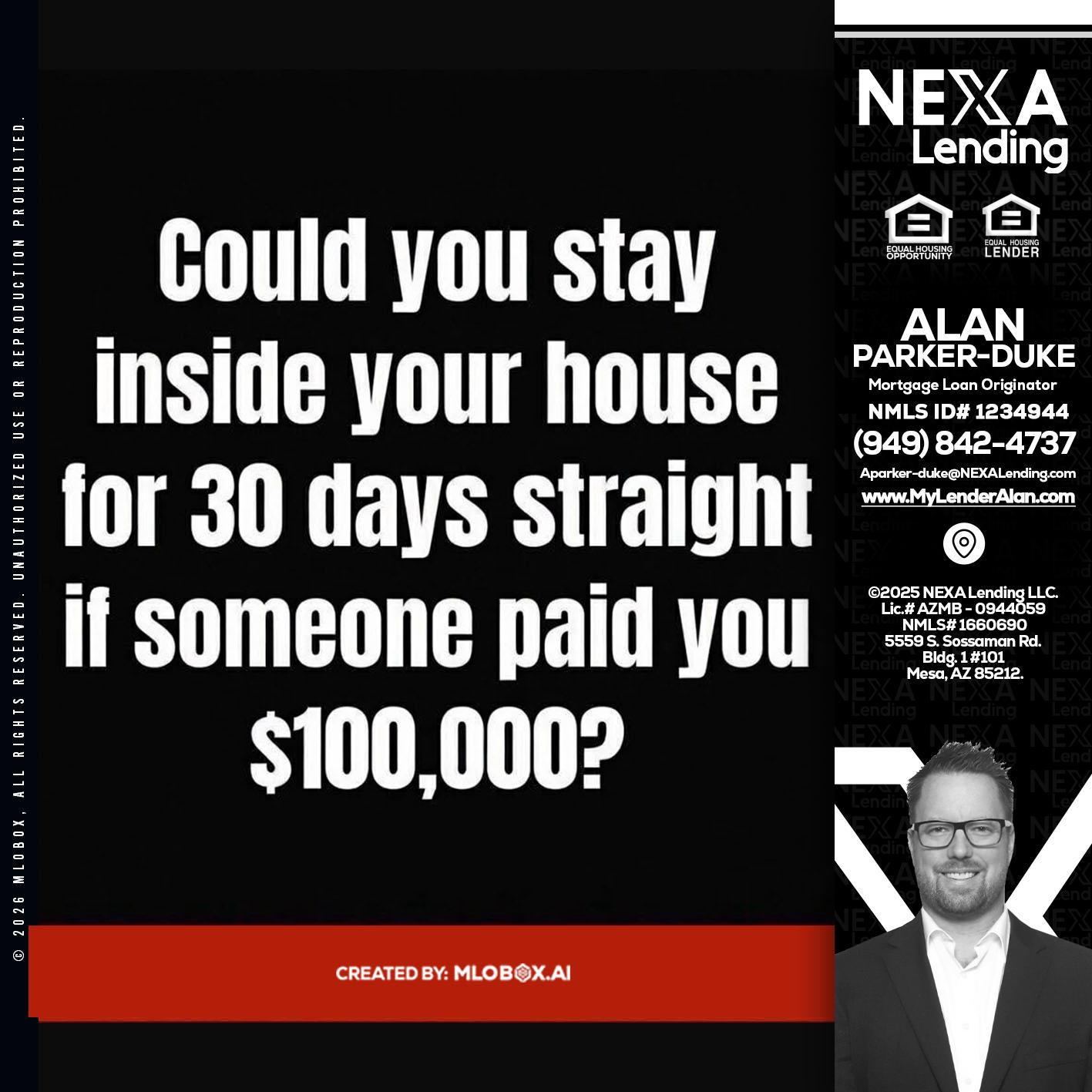 COULD YOU STAY - Alan Parker-Duke -Mortgage Broker