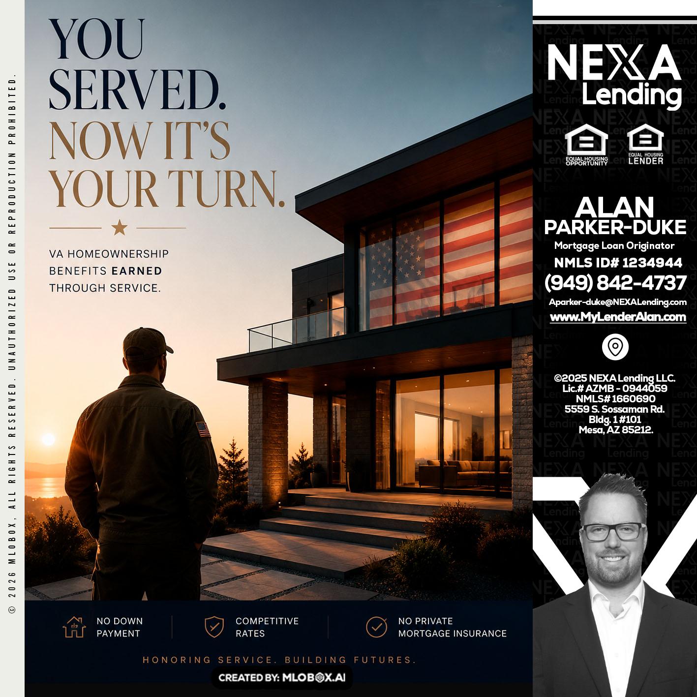 YOU SERVED - Alan Parker-Duke -Mortgage Broker