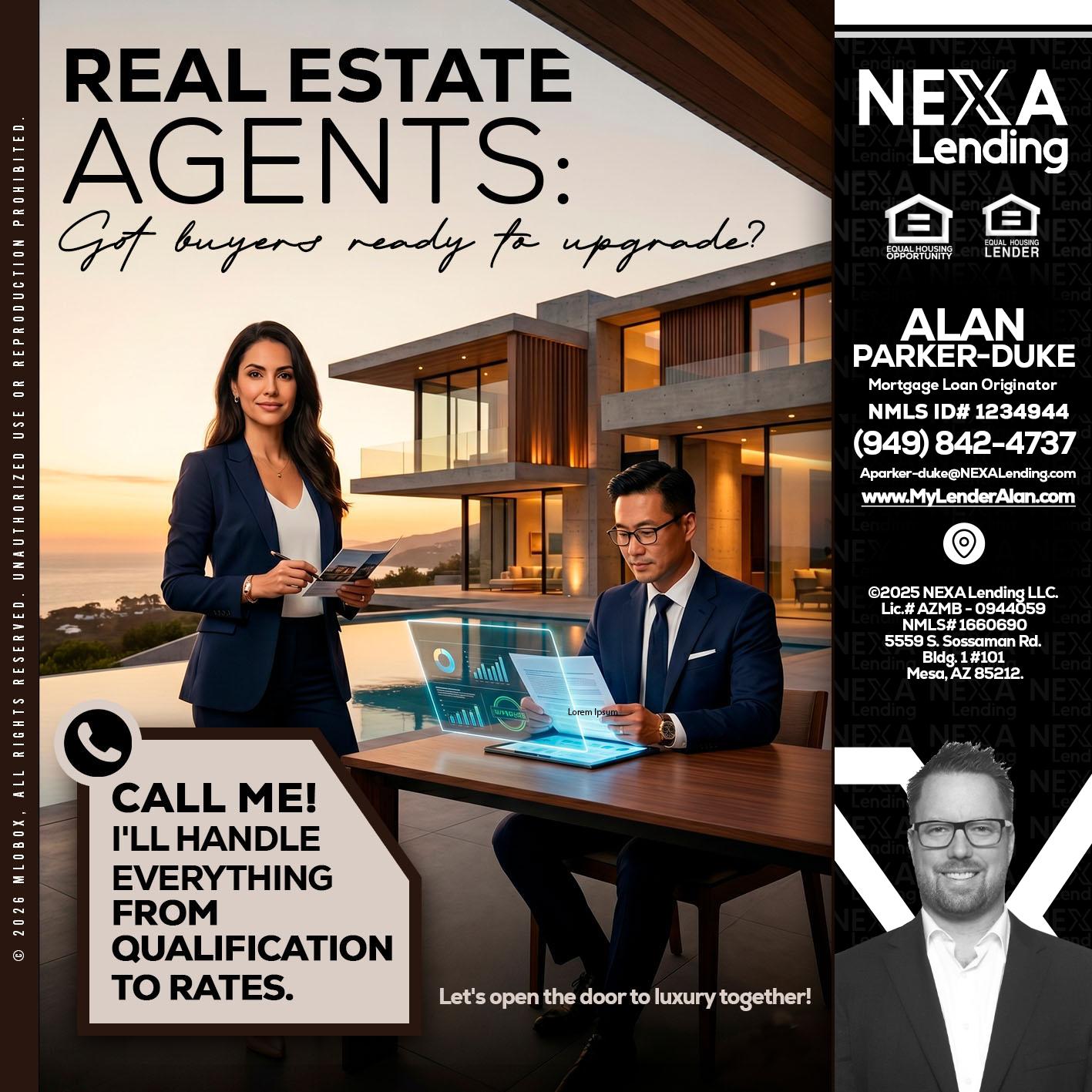 REAL ESTATE AGENTS - Alan Parker-Duke -Mortgage Broker