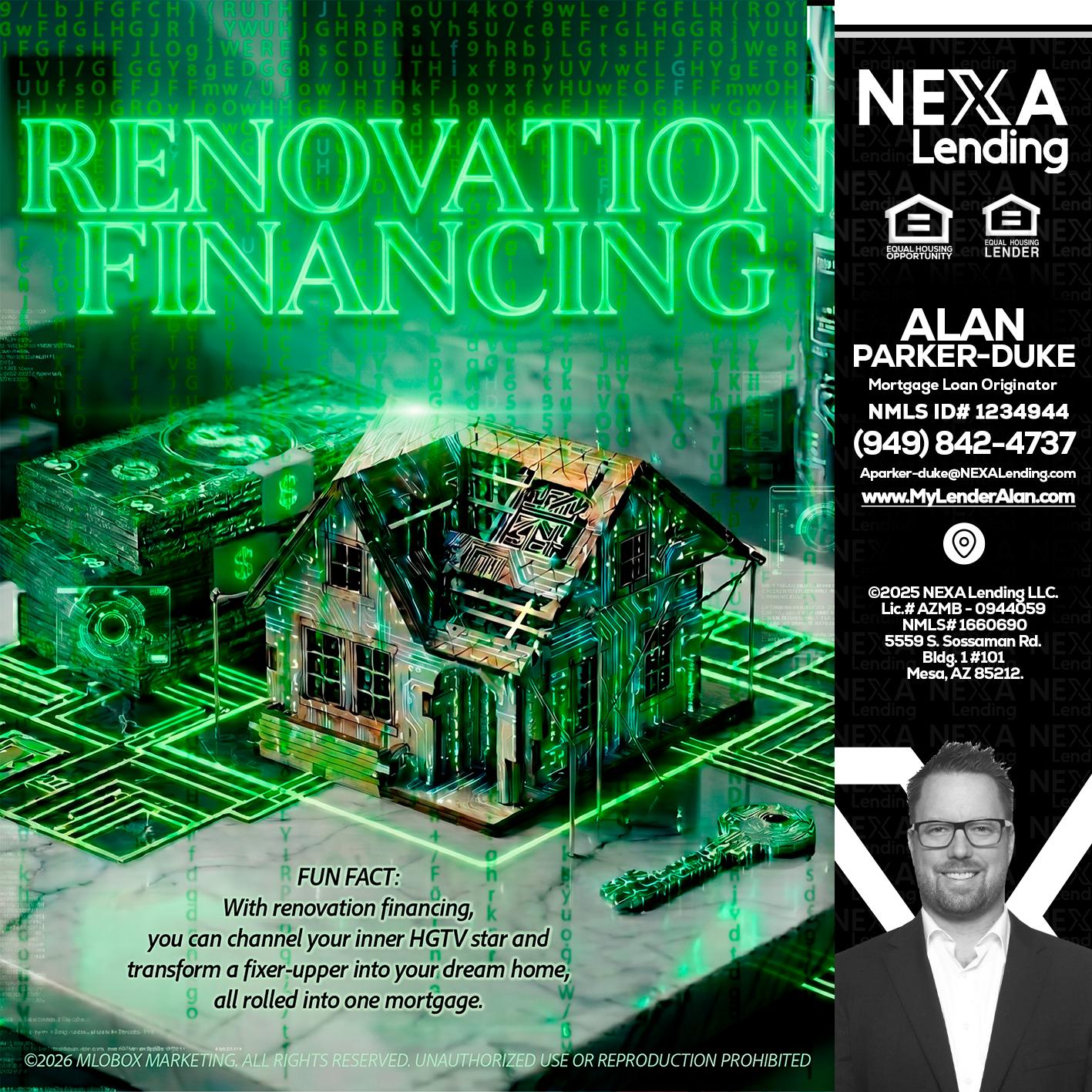 RENOVATION FINANCING - Alan Parker-Duke -Mortgage Broker