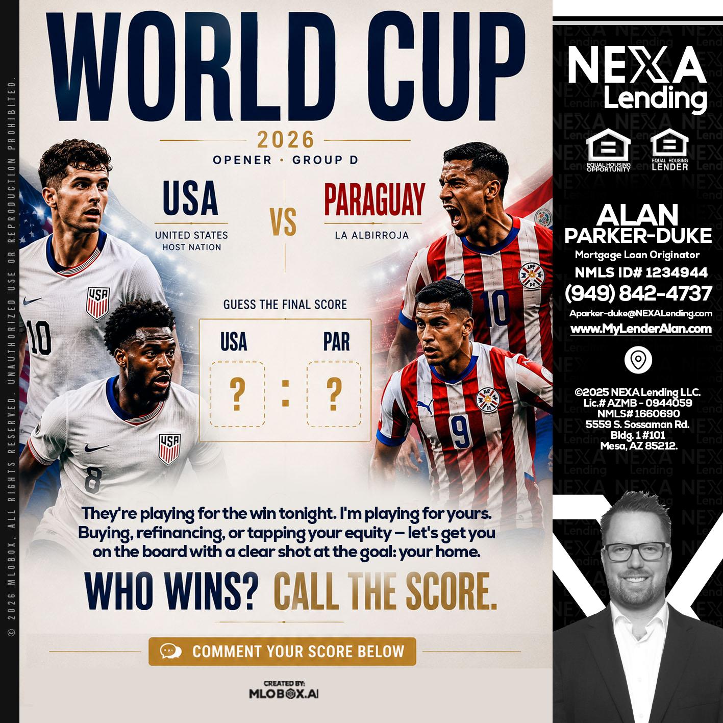 WORLD CUP 2026 - Alan Parker-Duke -Mortgage Broker