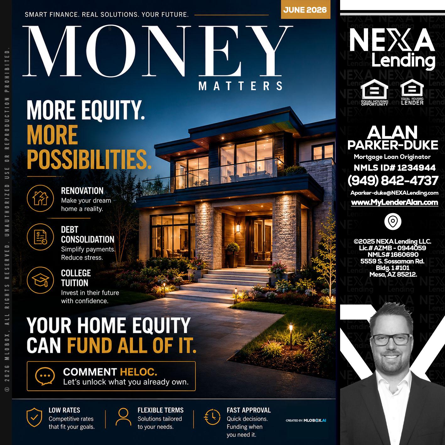 MONEY MATTERS - Alan Parker-Duke -Mortgage Broker