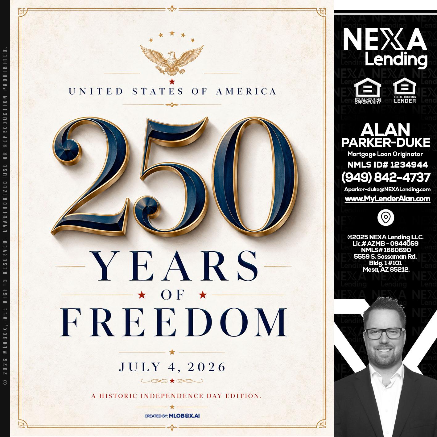 250 YEARS - Alan Parker-Duke -Mortgage Broker