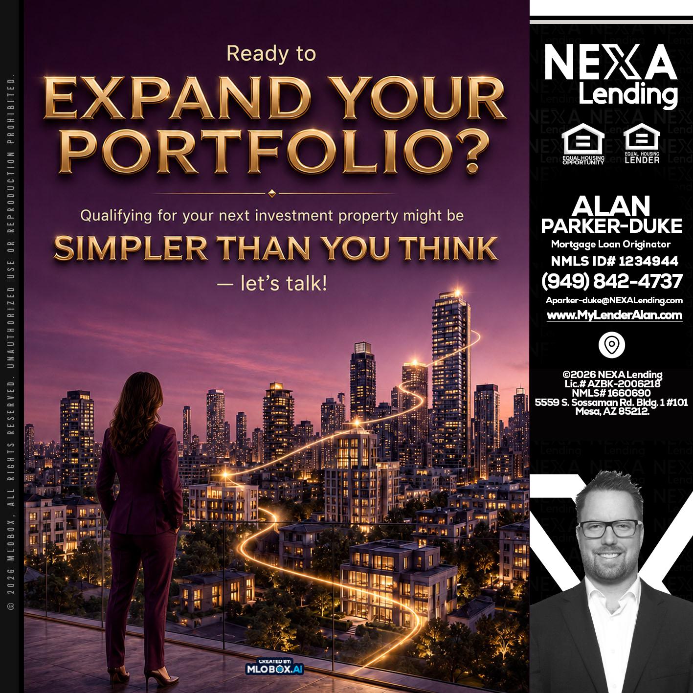 EXPAND YOUR PORTFOLIO - Alan Parker-Duke -Mortgage Broker